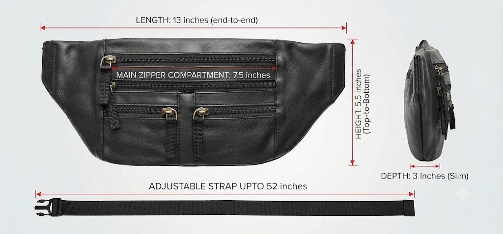 Leather fanny pack  waist bag for mens and women