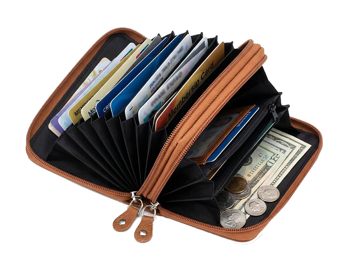 Double zipper Palm Wallet for Women with RFID Blocking Card Holder- Pack of 6