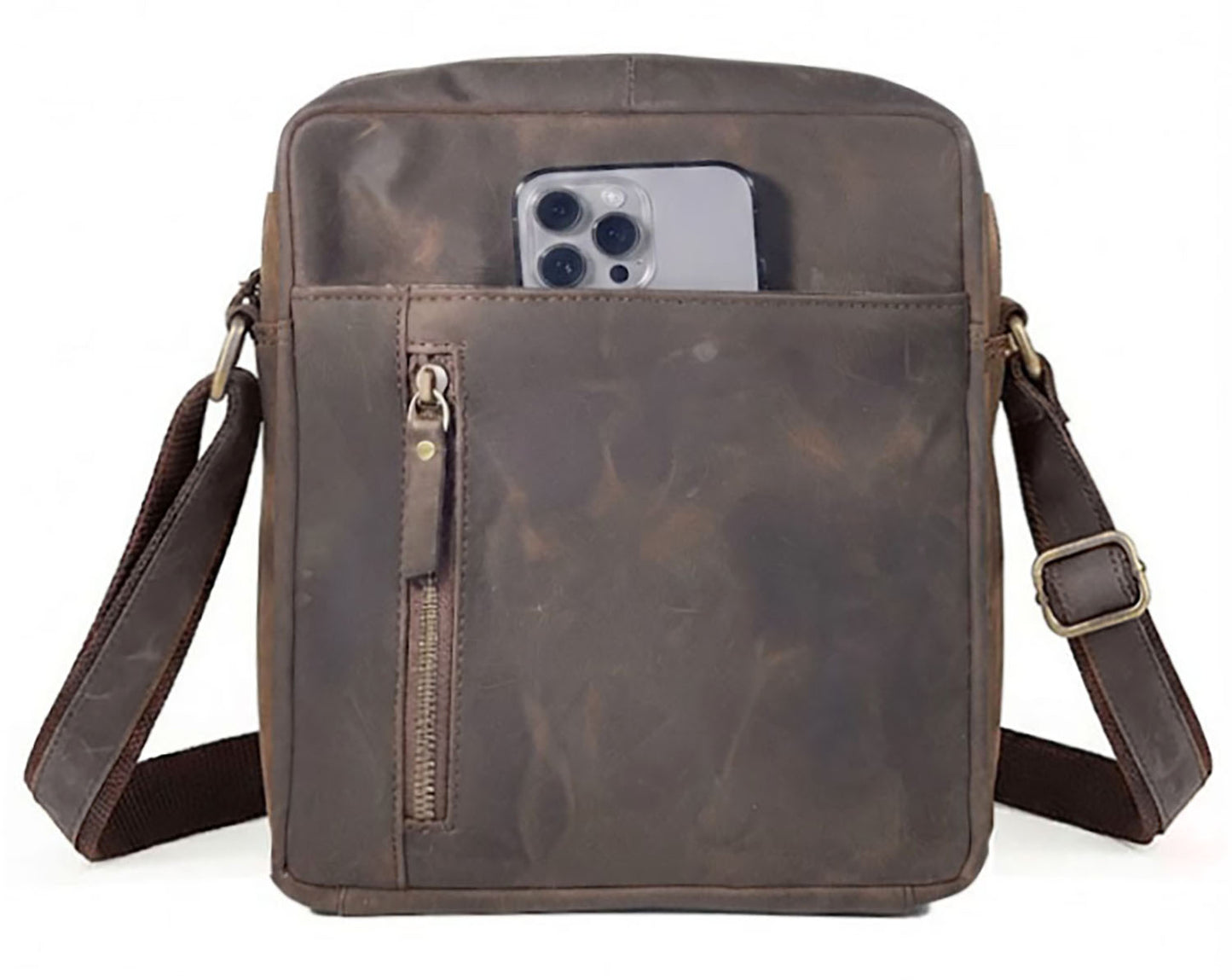 hunter leather crossbody messenger bag for man