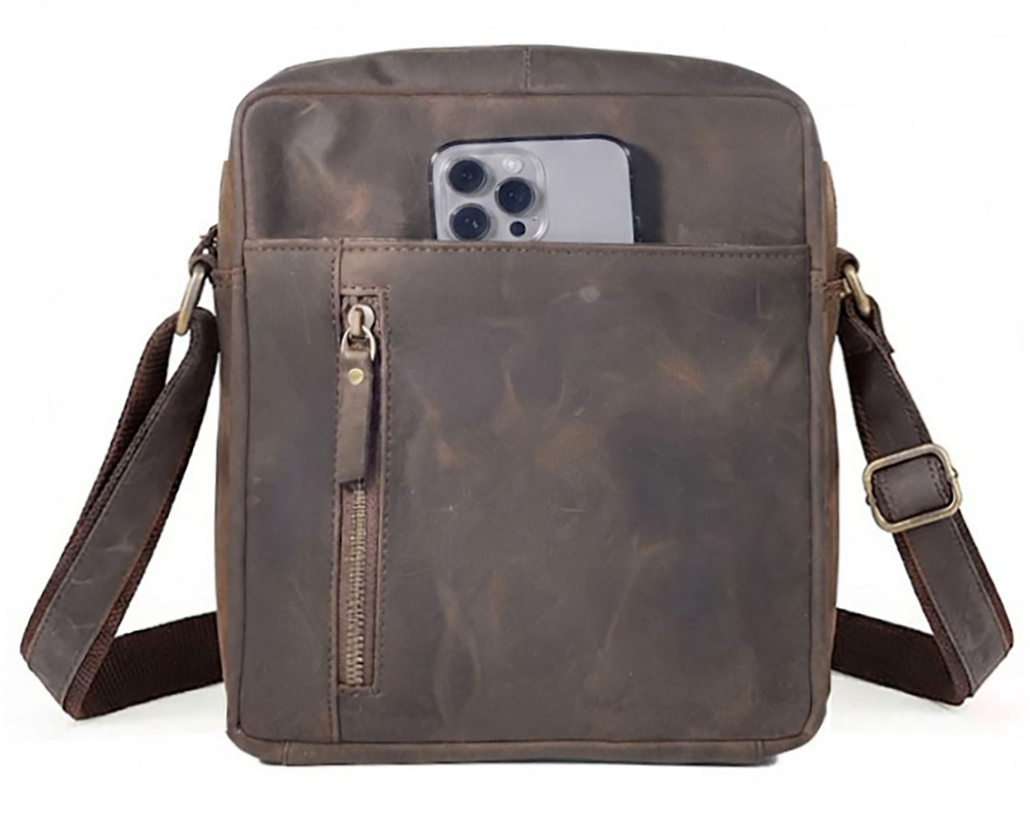 hunter leather crossbody messenger bag for man
