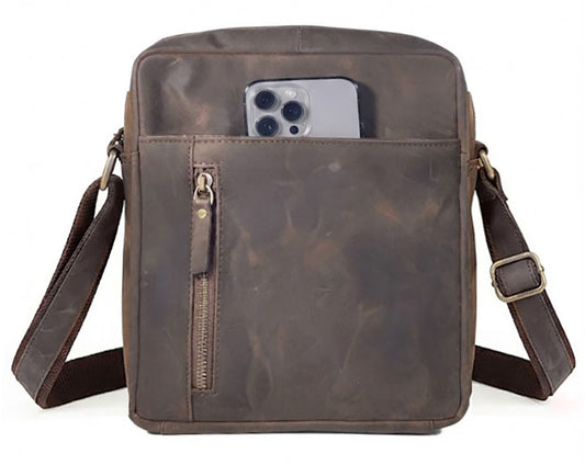 hunter leather crossbody messenger bag for man