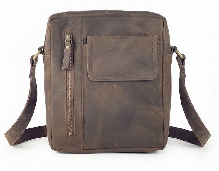 hunter leather crossbody messenger bag for man
