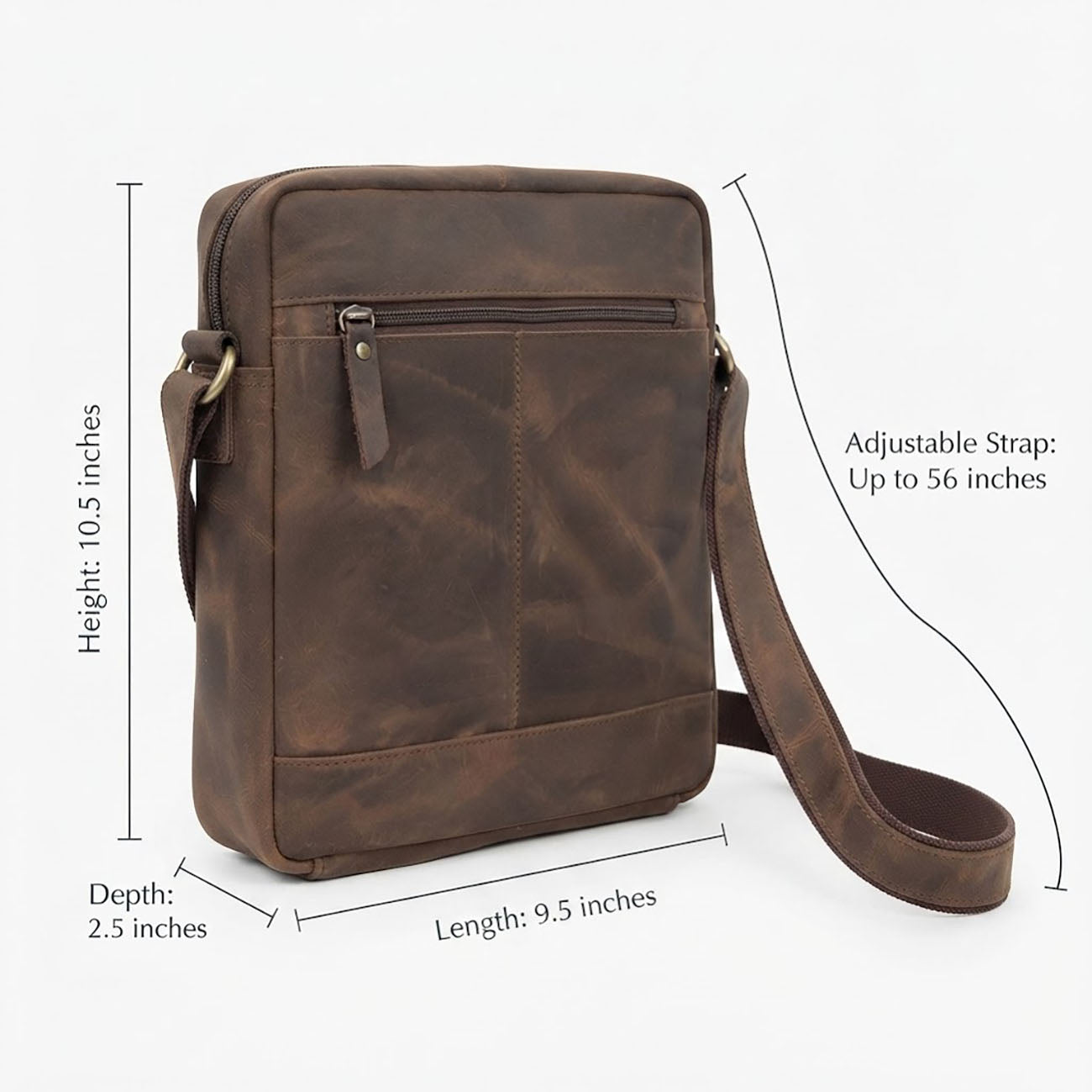 hunter leather crossbody messenger bag for man