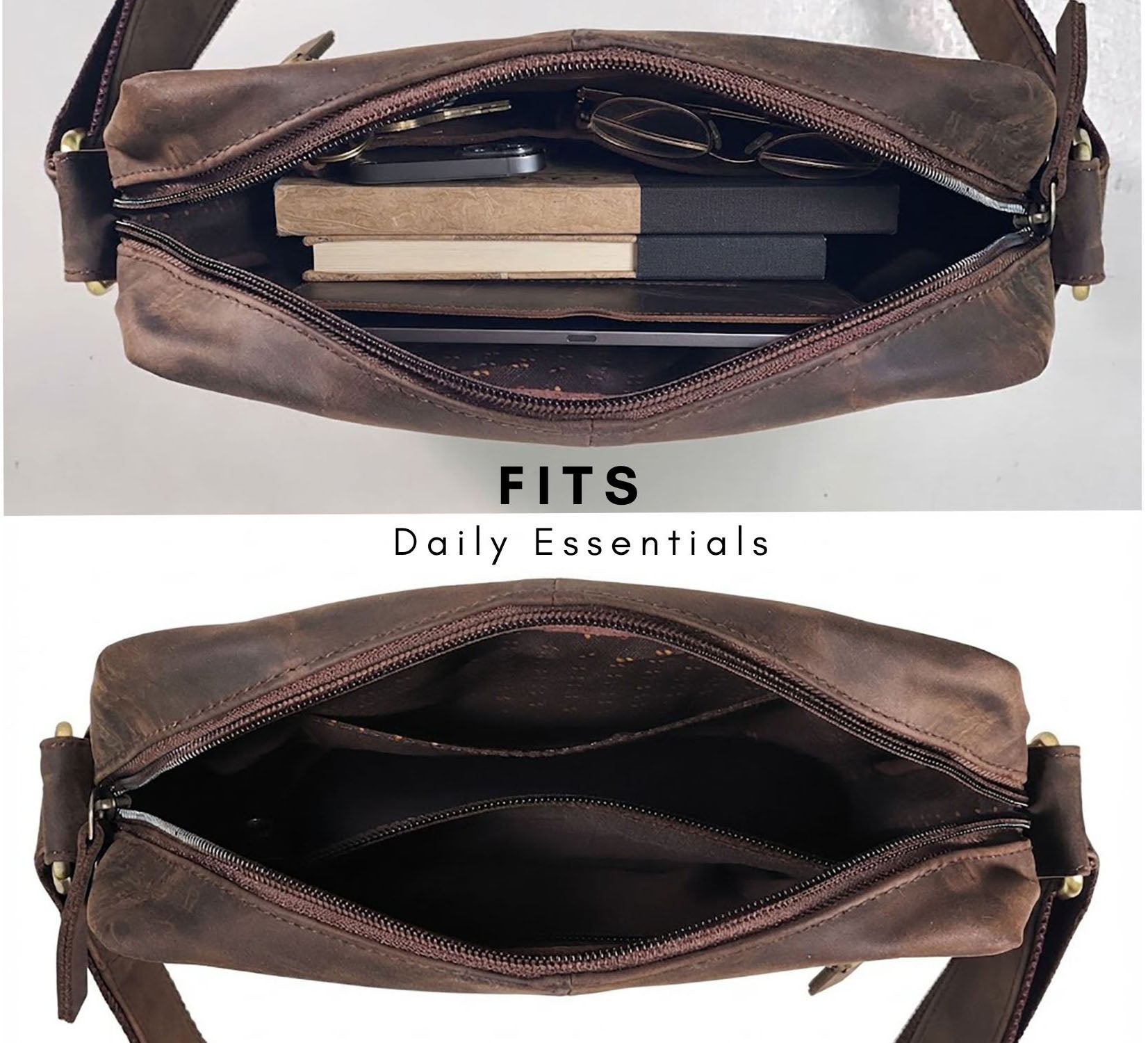 hunter leather crossbody messenger bag for man