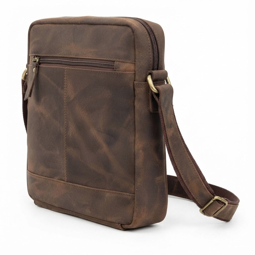 hunter leather crossbody messenger bag for man