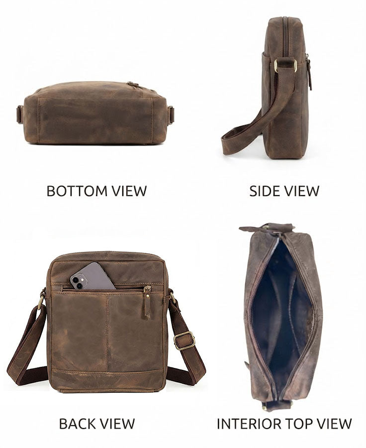 hunter leather crossbody messenger bag for man