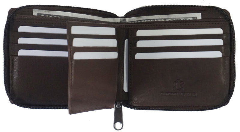 Texan Bull® RFID Signal Blocking Zipper Mens Wallet TXB-RF5101