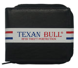 Texan Bull® RFID Signal Blocking Zipper Mens Wallet TXB-RF5101